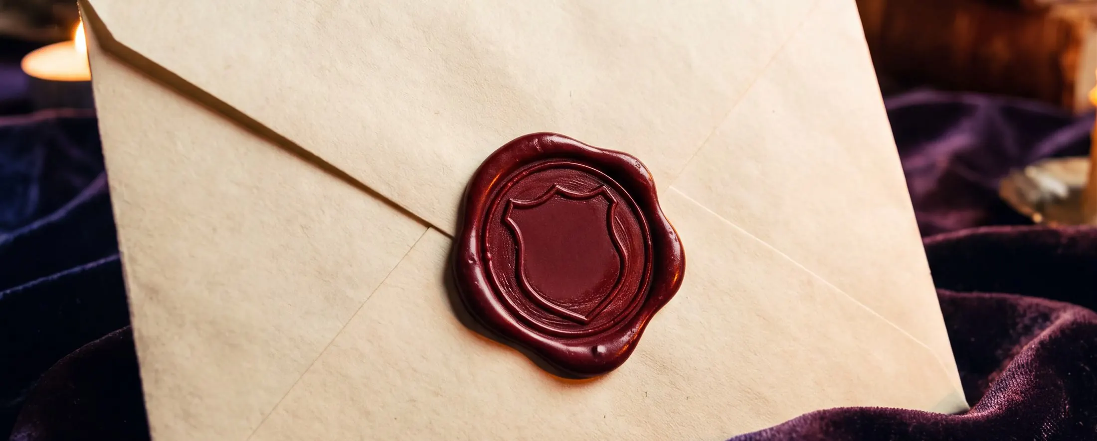 The sealed solution envelope, closed with a crimson wax crest, resting on velvet